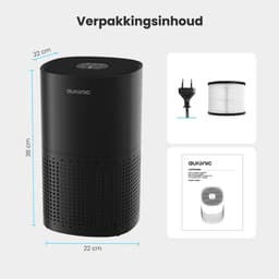 Auronic Luchtreiniger Fresh met HEPA 13 Filter, Ionisator en Koolstoffilter - Ruimtes tot 45m² - CADR-waarde van 225m³/u - Air Purifier - Zwart — thumbnail 9