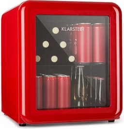 Klarstein PopLife Drankenkoeler - Minibar, Retro Koelkast, 0-10°C, slechts 39 dB, 48 L, milieuvriendelijk, dubbelwandige deur, retro design, rood — thumbnail 1
