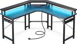 Lugia Hoekbureau - Gaming Bureau - L-Vormig 130cm x 78cm x 48cm - Bureau - Led Verlichtingen - Krasbestendig - Monitor Stand - Stopcontact - Gaming Desk - Game Bureau — thumbnail 8