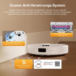 Roborock QV 35S Robotstofzuiger–10000 Pa zuigkracht– Dubbele anti-klitborstels– Slimme obstakelvermijding–Dubbele opklapbare– Draaiende dweilen– Automatisch dweilen–Zelfdrogend– Wit–Qrevo plus Upgrade — thumbnail 12