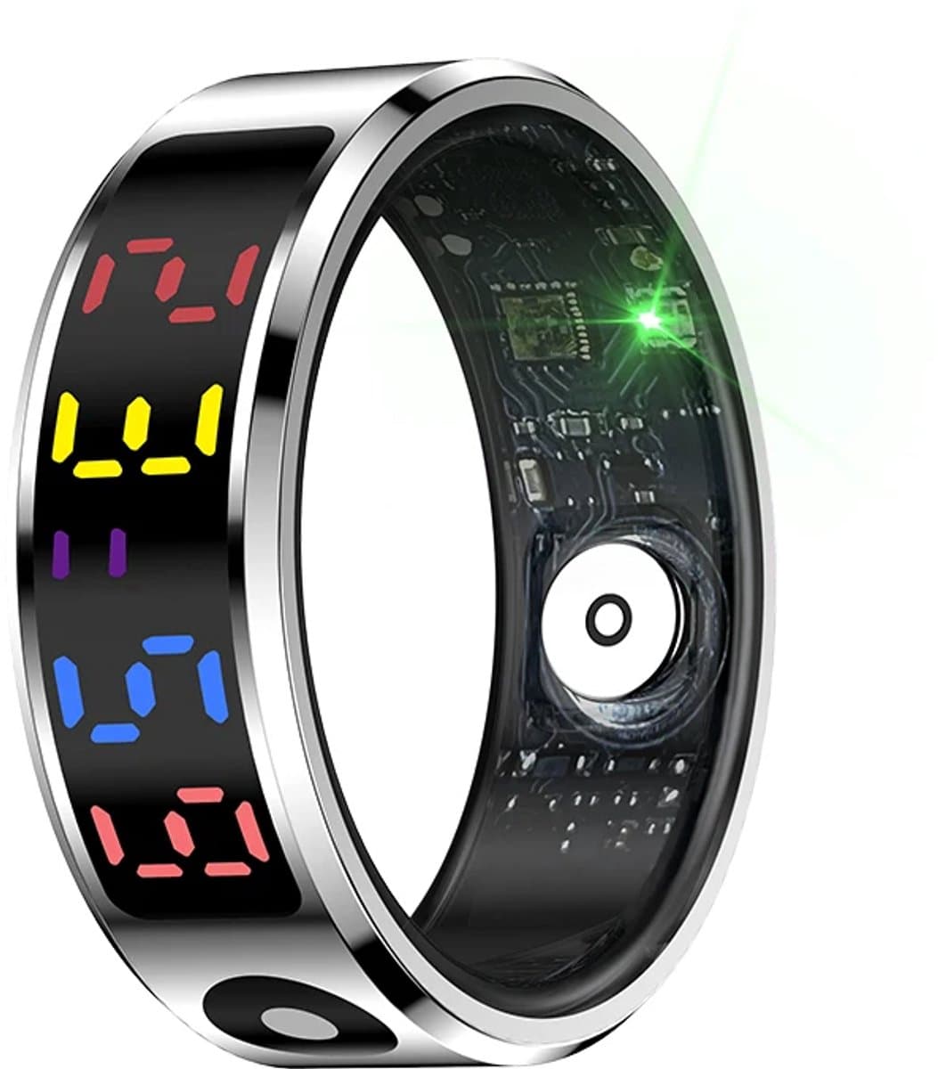 WizBay Premium Select® Smart Ring Color LED Zilver - Maat 10 - Hartslag Slaap Zuurstof - Gesture - Multi Sport Modi — afbeelding 1
