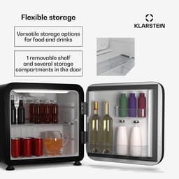 Klarstein Audrey Evo 43L minikoelkast - retro design, stil (40 dB), compressor, verstelbare pootjes, omkeerbare deur, kleine koelkast voor slaapkamers en kantoren, zwart — thumbnail 6