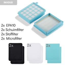 2x HEPA Filter Set geschikt voor Philips PowerPro Compact/Active Series Stofzuiger – Stofzuigerfilter Filterset Vervangingsset FC8058/01 — thumbnail 2
