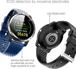 Belesy® Tachy - Smartwatch Dames - Smartwatch Heren - Horloge - 1.3 inch - Kleurenscherm - Stappenteller - Bloeddruk - Hart ECG - Mutli sport - Zilver - Blauw - Siliconen - Moederdag — thumbnail 14