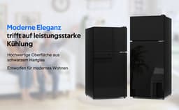 Gutent-Minikoelkast met vriesvak - 60L totaal - 22L vries - Glazen deur - LED-verlichting - Temperatuurregeling - Zwart — thumbnail 12