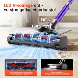 Elekiatech Steelstofzuiger- 46000Pa - 50 Minuten Gebruikstijd - 8 Kegel Filtersysteem Steelstofzuiger Draadloos - 1,5 L Stofbak - 2200 mAh Accu - voor Tapijten en Harde Vloere - Paars — thumbnail 2