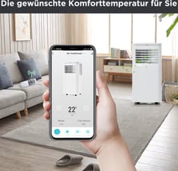 Mobiele airconditioner 9000 BTU/u, 2,5 kW. Luchtontvochtiger, met afzuigfunctie, afstandsbediening/APP-bediening/3 bedrijfsmodi/voor ruimtes tot 100 m³, 24-uurs timer. Energie-efficiëntieklasse A — thumbnail 5
