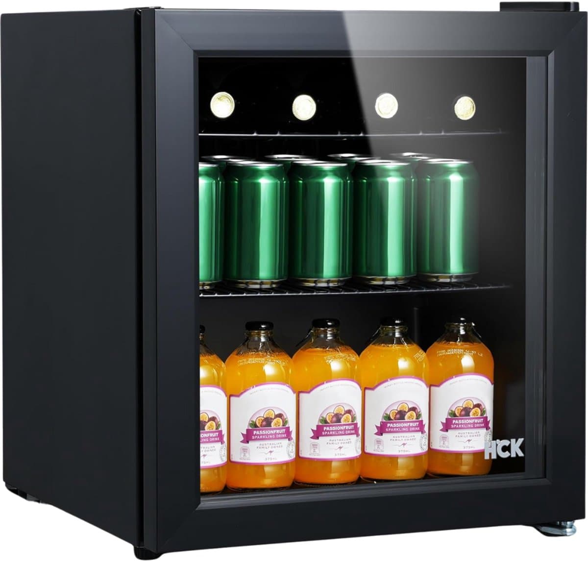 Aurixi® Professionele Horica Minibar Koeling – Wijnkoelkast 48L – Flessenkoelkast met Glazen Deur – Mini Koelkast met Glazen Deur – Kleine Drankenkoelkast – 2 Opslagniveaus – Minibar - Zwart - 48cm x 43cm x 51cm — afbeelding 1