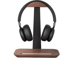 Houten hoofdtelefoonstandaard met opbergfunctie. Compatibel met AirPods Max, Beats, Bose, Sony en andere merken hoofdtelefoons, geschikt voor gaming en andere toepassingen.