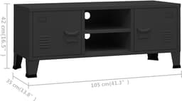 Industriële TV Kast met Deuren en Opbergruimte - Metalen Meubel voor Mediaapparatuur — thumbnail 6