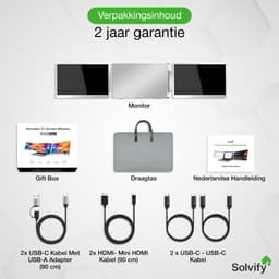 Portable Monitor 2x 15,6 inch Full HD - Tri Screen Laptop Scherm Uitbreider - Extra Scherm Laptop - Draagbare Monitor - Plug & Play - Solvify — thumbnail 10