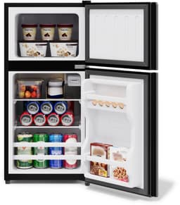 STILVORA Mini Koelkast – 60 Liter Met Vriesvak En Ledverlichting – 42,5 x 44,5 x 87,5 cm – Roestvrij Staal – Zwart – Voor Keuken En Kantoor — thumbnail 5