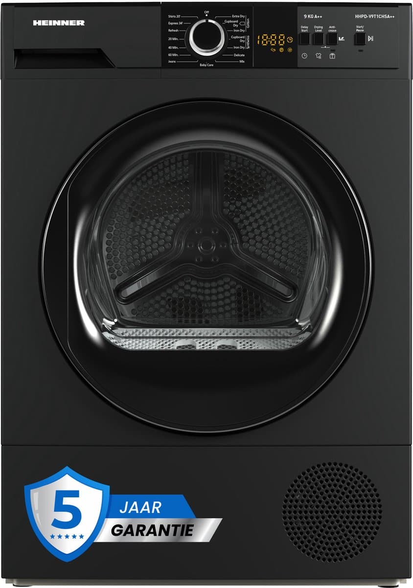 Heinner - Warmtepompdroger - 9 KG - 15 Programma’s - LED Display - Trommelverlichting - Zilver — afbeelding 1