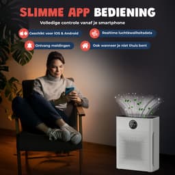 JC Pets Luchtreiniger / Air purifier met HEPA 13 Filter en Voorfilter - Huisdiermodus & App - Luchtfilter tegen Haren, Kattenbakgeur, Allergieën, Huisstofmijt en Hooikoorts - Luchtkwaliteitsindicator - Ruimtes tot 100 m²- CADR 246 m³/h — thumbnail 9