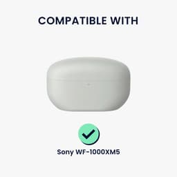 kwmobile Hoesje voor Sony WF-1000XM5 Case met Polsbandje – Siliconen Beschermhoes met Sleutelhanger – Hoofdtelefoonhoesje in pastelgroen — thumbnail 3