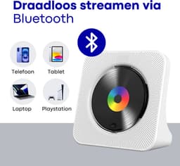 Vizual CD Speler - Compact 3-in-1 met CD, Radio en Bluetooth – Draagbare CD-Speler met HiFi Speakers, FM Radio, LCD Scherm en USB ingang — thumbnail 10
