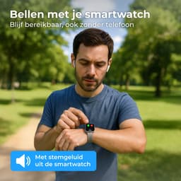 Nuvance - Smartwatch Heren & Dames met Bluetooth - 45mm - Geschikt voor alle Smartphones - Stappenteller & Hartslagmeter - Grijs — thumbnail 6