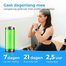 Nuvance - Smartwatch Heren & Dames met Bluetooth - 45mm - Geschikt voor alle Smartphones - Stappenteller & Hartslagmeter - Grijs — thumbnail 4