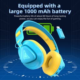 TAIDU Draadloze Gaming Headset - Over ear koptelefoon - met microfoon - Geschikt voor PC/PS4/PS5, Nintendo Switch - Energie Blauw — thumbnail 3