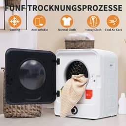 Re-purelife® Compacte Wasdroger met Afvoer voor Kleine Ruimtes - 3 kg Capaciteit (uitbreidbaar tot 4,5 kg) - 5 Programma's - Energieklasse G - Geschikt voor Opbouw of Opstelling - Stille Werking - 49.5*43.5x59.5 cm - Wit — thumbnail 5