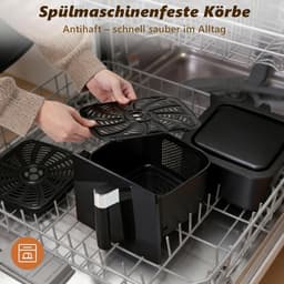 NETTLIFE Airfryer Dubbele Kamer 11L 2800W - 13-in-1 Touchscreen Met Timer - Vaatwasserbestendige Manden - Familie Model — thumbnail 2