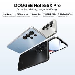 DOOGEE NOTE 56 X PRO - Smartphone - Android 16-32 GB RAM + 128 GB ROM / 2 TB TF - 6150 mAh - 8,45 mm ultraslank - 6,56 inch HD+ - 13 MP + 8 MP - NFC - Face ID - Gemini AI - GPS — thumbnail 6