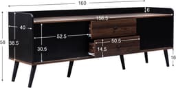 TV-lowboard met laden en schuifdeuren - 160 cm - zwart met houtnerf — thumbnail 6
