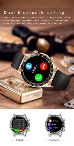 Darenci Smartwatch Superior Pro - Smartwatch heren - Activity Tracker - Touchscreen -  Bluetooth bellen - Bluetooth muziek - Lederen band - Heren - Horloge - Stappenteller - Bloeddrukmeter - Verbrande calorieën-Zuurstofmeter-Waterdicht-Roségoud/Bruin — thumbnail 10