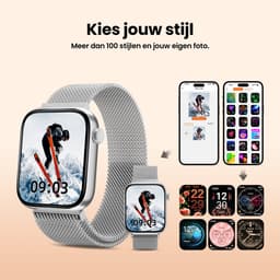 Maoo ProWatch AMOLED Smartwatch Dames en Heren - Milanese Bandje en 3 Siliconen Bandjes - Stappenteller - Hartslagmeter- Bloeddrukmeter - Slaapmonitor - Multisport - Geschikt voor Android en iOS - Zilver — thumbnail 11