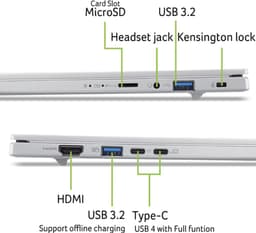 Aspire 14 AI A14-53M-72KA - CoPilot+ PC - Laptop - 14 inch OLED -Core Ultra 7 - 16GB - 512GB SSD - Verlicht toetsenbord - Zilver — thumbnail 2