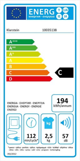 Klarstein Jet Set 2500 - Wasdroger - 850W - 2,5kg - 50cm - Zwart — thumbnail 6