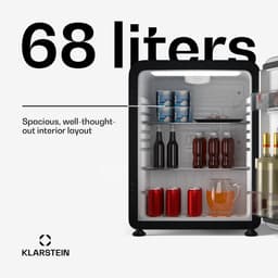 Klarstein Mini-Koelkast Audrey Evo 68L retro Mini koelkast - stil 40 dB, compact koelkast klein met verstelbare , omkeerbare deur, mechanisch Thermostaat, zwart, ideaal voor slaapkamer en kantoren - voor Hotelkamer voor Slaapkamer — thumbnail 3