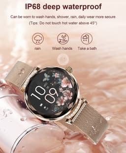 WizBay Premium Select® 1.19inch Smartwatch Dames Heren 1.19inch AMOLED - Android iOS - 14 Zirkonia in Band - Bellen - Magnetic Laden - O2 en Bloeddrukmeter - Sport Modi - Message - Slaap meter - Smartwatches - Zilveren Band - 1 Extra Roze TPU Band — thumbnail 14