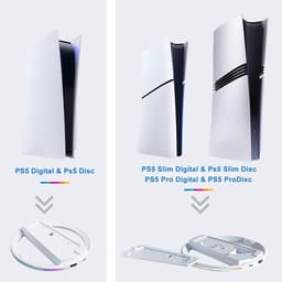 YONO Verticale Standaard geschikt voor Playstation PS5 - Digital - Disc - Slim - Pro - met Verlichting - Voet - Houder - Wit — thumbnail 4