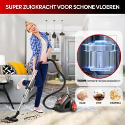 AG3000 Stofzuiger Zonder Zak - Stofzuigers - Dierhaarbestendig -Vacuum Cleaner Zakloos - Geschikt Voor Dierenharen - 900W - Sterke Zuigkracht - Rood — thumbnail 5
