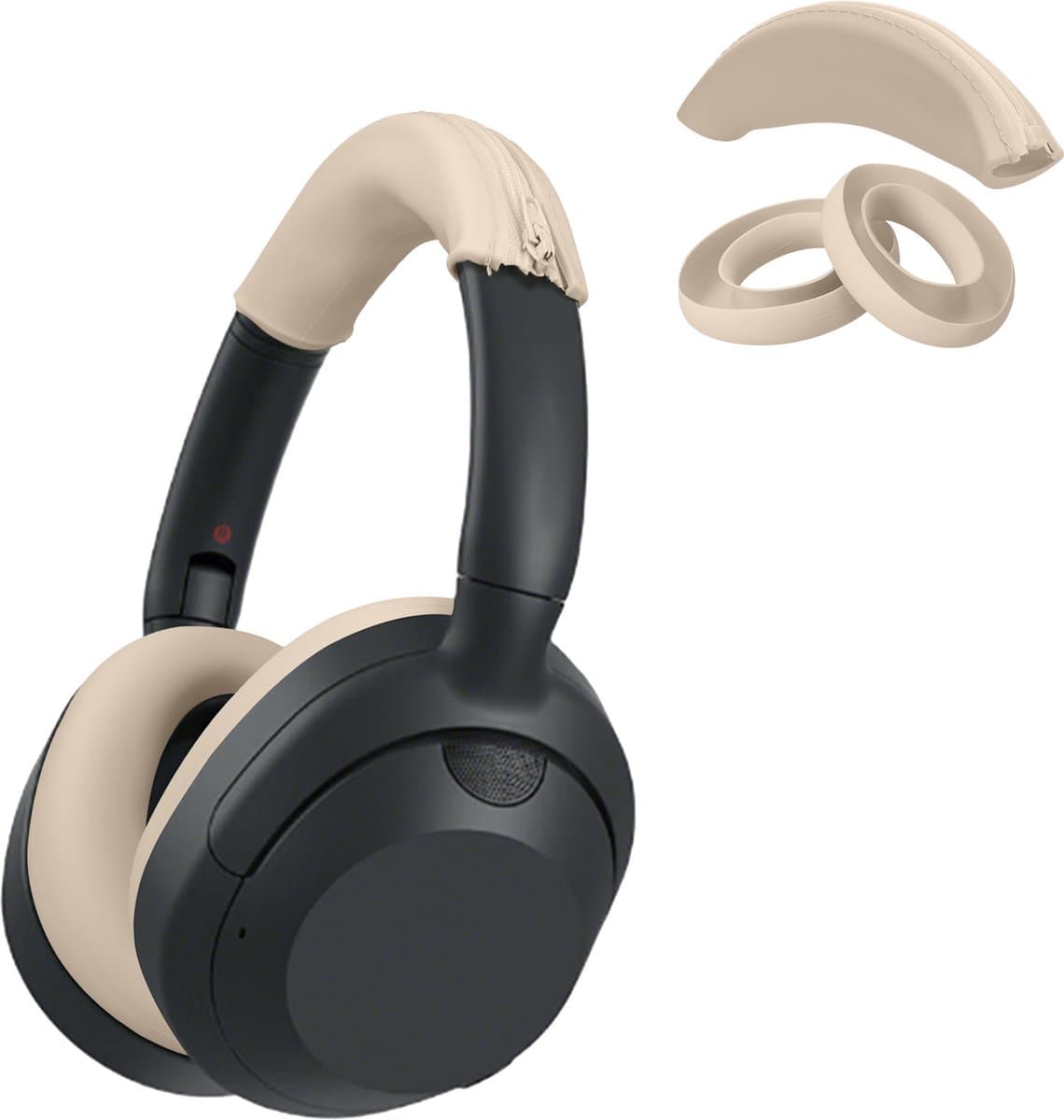 kwmobile siliconen cover voor koptelefoon - geschikt voor Sony ULT WEAR / WH-ULT900N - Voor band en oorpads - 3x in beige — afbeelding 1