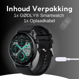 GØDLY® Amoled Smartwatch 46mm - voor Heren & Dames - Stappenteller - Kcal Teller - Slaapmeter & Hartslagmeter - Geschikt voor iOS & Android - Zwart — thumbnail 5