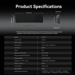TITAN ARMY C49C1S Gaming Monitor 49" 1800R, 5120x1440, 240Hz, 1ms reactietijd — thumbnail 4