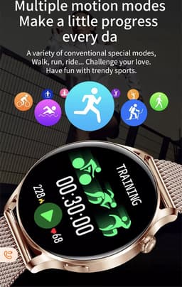 Smartwatch Rankos AK37 - sporthorloge zilver staal bandje - Fitness - Stappenteller - Hartslag - Slaapmonitor - Bluetooth bellen-Bel/message herinnering - Camera Bediening-IP67 Waterbestendig - Met APP-Weer informatie -Stopwatch - Muziek — thumbnail 6