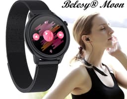 Belesy® MOON - Smartwatch Dames - Horloge - Stappenteller - Lichaamstemperatuur - Bloeddruk - Zuurstofgehalte - Ademhaling - Full Touch - Diverse Wijzerplaten - Mutli sport - Milanees - Staal - Rose Goud - Moederdag — thumbnail 13