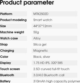 DrPhone iNX - Metalen Smartwatch Bluetooth Bellen - Microfoon - Hartslag - Stappen - Mannen / Vrouwen - IOS/Android - Zilver — thumbnail 21