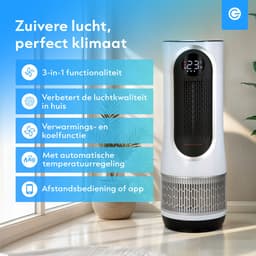 Luchtreiniger Hot & Cold 3-1 met Vervangbaar HEPA 13 Filter met App & Afstandsbediening - Air Purifier - Air Cleaner - Koolstoffilter - 80 m3 - 1500 W- Wit - Tegen Hooikoorts, Huisstofmijt, Allergie - Silvergear — thumbnail 2