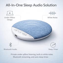 Slaapsprekers - Bluetooth - Ultra Dun (1.1 cm) - Kussen Speaker met Timer - 20-48 uur Accu - Witte Ruis - Voor Beter Slapen - Draadloos - Blauw — thumbnail 3