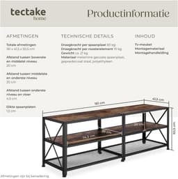 Stijlvol TV Meubel Laag Dressoir Industrieel Design voor Televisies tot 70 Inch — thumbnail 7