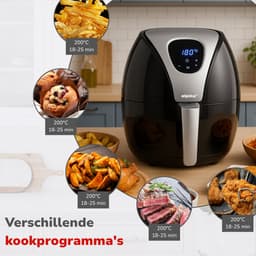 alpina Airfryer 2.4L - Heteluchtfriteuse 1-4 Personen - Air Fryer met Digitaal Touchscreen - Instelbare Temperatuur 80 tot 200 Graden - met Timer Functie - Heteluchtoven 1500W - Zwart — thumbnail 3