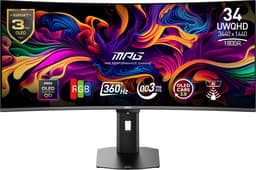 MSI MPG 341CQR QD-OLED X36 - Curved UWQHD Gaming Monitor - 360hz - 34 inch - USB-C PD 98W - DisplayHDR True Black 500 - OLED Care 3.0 — thumbnail 10
