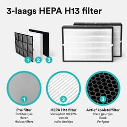 Rolfstone Air Balance Ultra Luchtreiniger – HEPA 13 + koolstoffilter – CADR 660 m³/u – Voor ruimtes tot 144 m² – Vermindert stof en pollen – Fluisterstil – 3 standen + slaapstand + automatische stand – Luchtkwaliteitsindicator — thumbnail 11