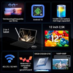 TABWEE T60 - Tablet - 48GB RAM - 256GB ROM - met over-Ear hoofdtelefoon - Android 16 - 11 inch - 8000mAh - WIFI Tablet - OTG - Grijs — thumbnail 10