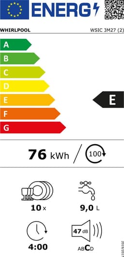 Whirlpool - WSIC 3M27 - Volledig ingebouwd - 10 couverts - Energielabel E — thumbnail 3