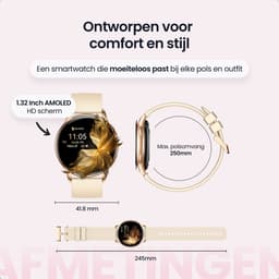 Siltcon® Auréa Smartwatch Dames - Horloge Dames - Stappenteller Horloge Dames - Hartslagmeter - Slaapmonitor - Saturatiemeter - Geschikt voor iOS/Android - AMOLED - RVS - Elke pols - Incl. 5 Bandjes — thumbnail 12